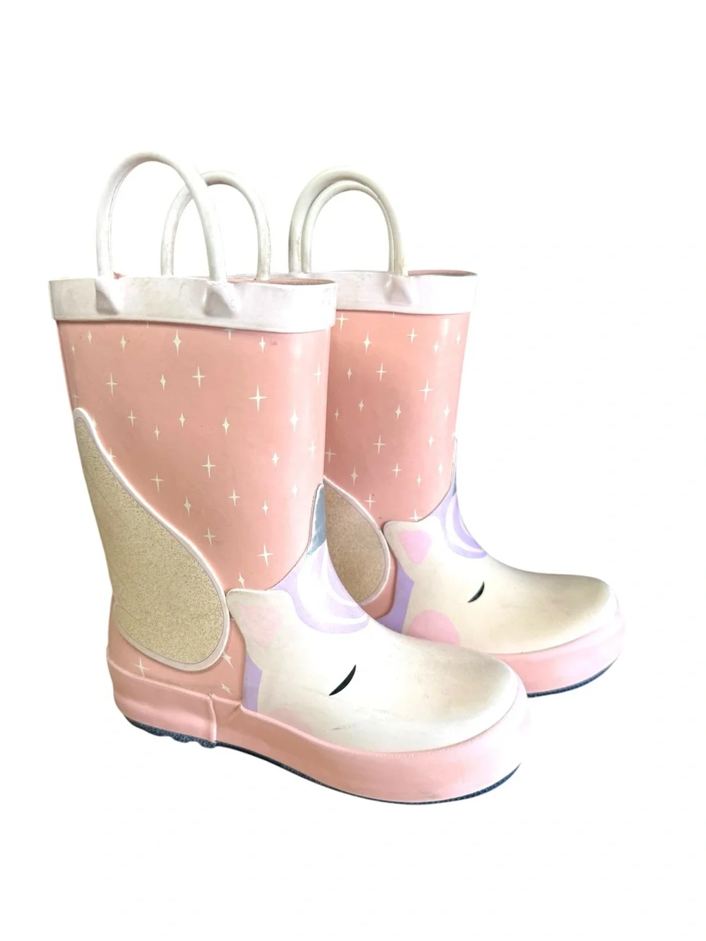 Girls Pink Unicorn Rain Boots with Handles Girls Toddler size 8